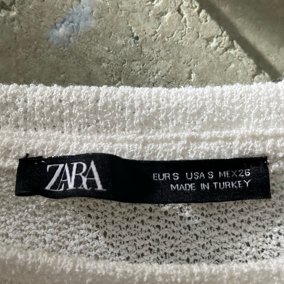 Zara Sweater with Gathered Waist and Gathered Sleeves in White Size S - Picture 4 of 6